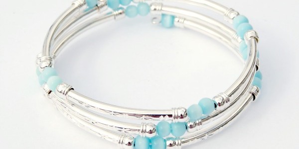 Memory Wire Tube Bead Bracelet
