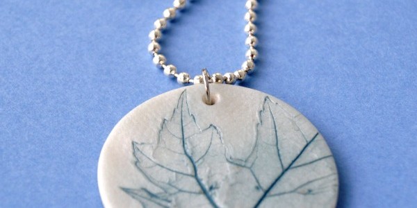 Leaf-Imprint Polymer Clay Pendant at happyhourprojects.com