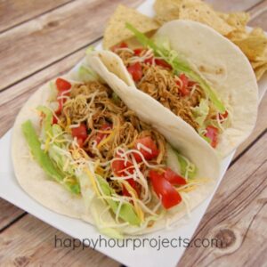 Slow Cooker Chicken Tacos at www.happyhourprojects.com