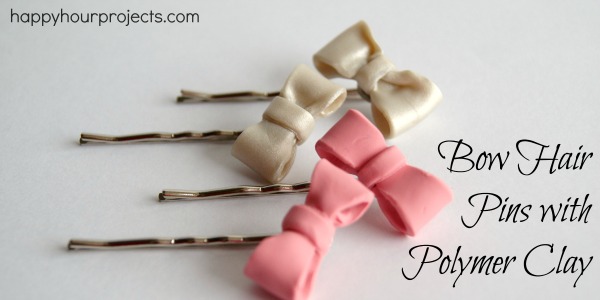 Bow Hair Pins with Polymer Clay