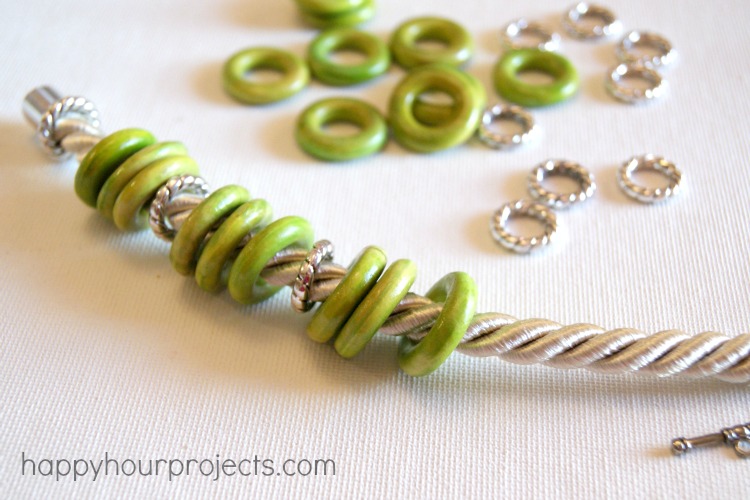 Ring Bead Bracelet Tutorial at www.happyhourprojects.com
