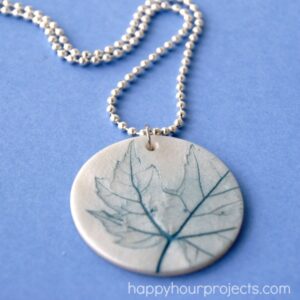 Leaf-Imprint Polymer Clay Pendant at happyhourprojects.com