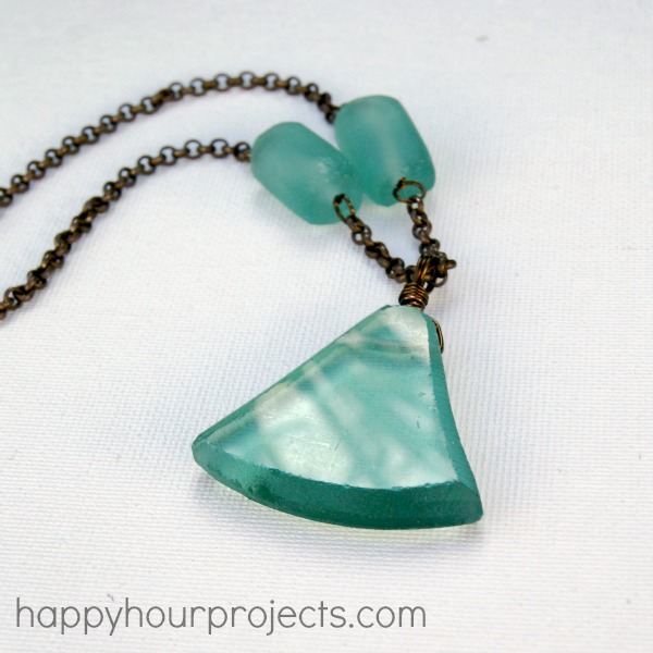 Recycled Glass Necklace at www.happyhourprojects.com
