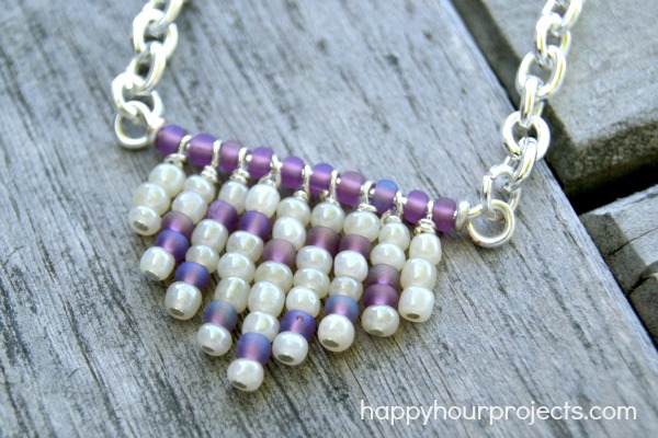 Heart Fringe Bead Necklace at www.happyhourprojects.com
