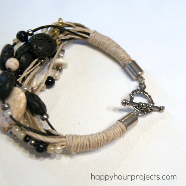 Stone, Bone, and Lava Bead Layered Bracelet at www.happyhourprojects.com08.207.2
