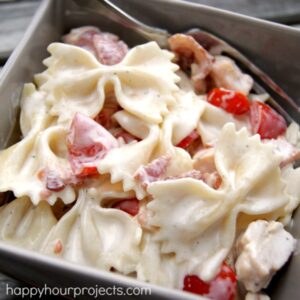 Chicken Bacon Ranch Pasta Salad at www.happyhourprojects.com
