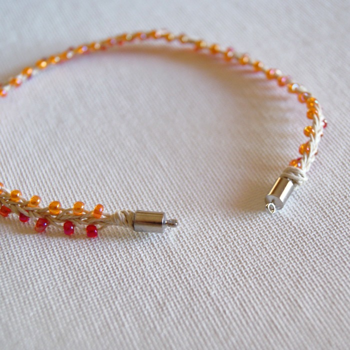 Bead and Hemp Ankle Bracelet at www.happyhourprojects.com