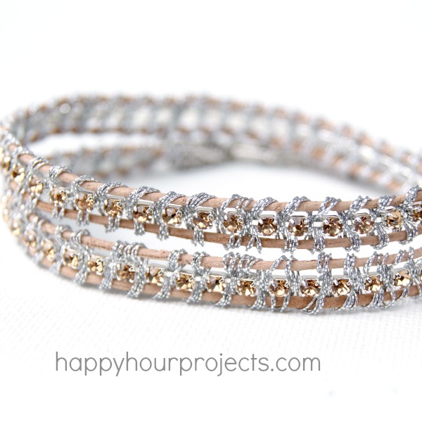 Rhinestone Wrap Bracelet Tutorial at www.happyhourprojects.com