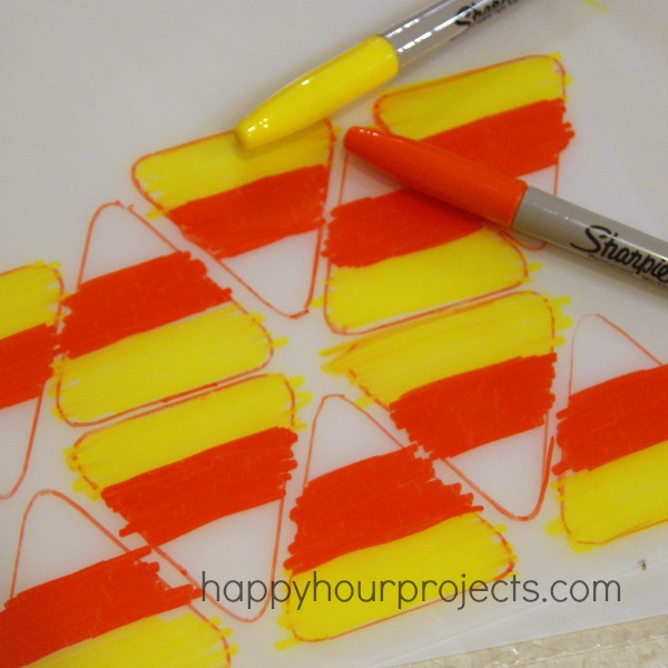 Candy Corn Shrink Plastic Bracelet at www.happyhourprojects.com