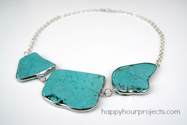 Easy Turquoise Statement Necklace at www.happyhourprojects.com