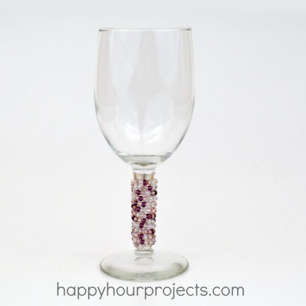 Beaded Dollar Store Wine Glasses at www.happyhourprojects.com