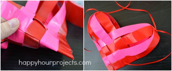 Duck Tape Heart Shaped Basket at www.happyhourprojects.com