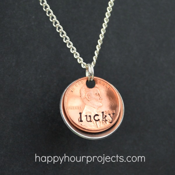 Hand Stamped Lucky Penny Necklace at www.happyhourprojects.com