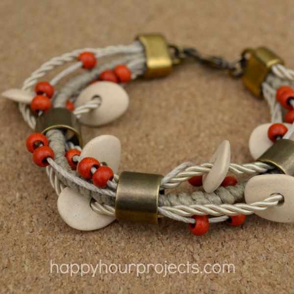 Ceramic Bead Layered Bracelet at www.happyhourprojects.com
