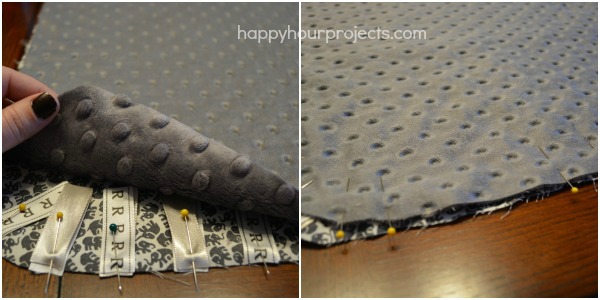 Easy Minky Taggie Blanket at www.happyhourprojects.com