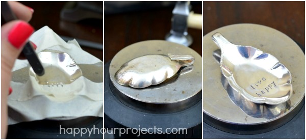 Upcycled Silver Spoon Stamped Necklace at www.happyhourprojects.com