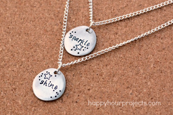 Sparkle & Shine Stamped Double-Pendant Necklace at www.happyhourprojects.com