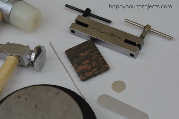 Stamped Metal-Wrapped Stone Pendant at www.happyhourprojects.com