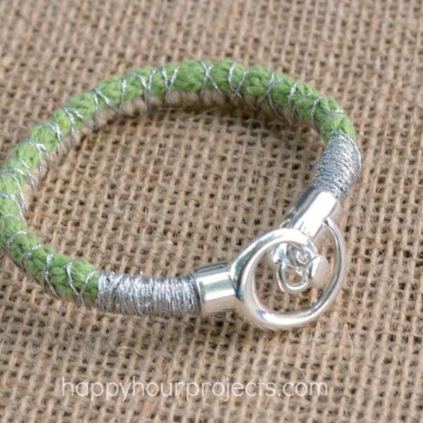 Spiral Clasp Wrapped Cord Bracelet at www.happyhourprojects.com