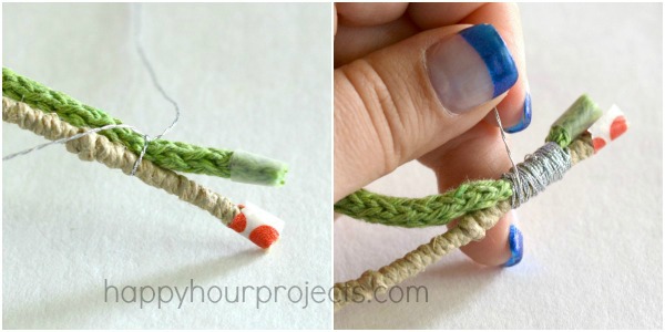 Spiral Clasp Wrapped Cord Bracelet at www.happyhourprojects.com
