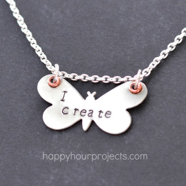 Butterfly Stamped Necklace at www.happyhourprojects.com