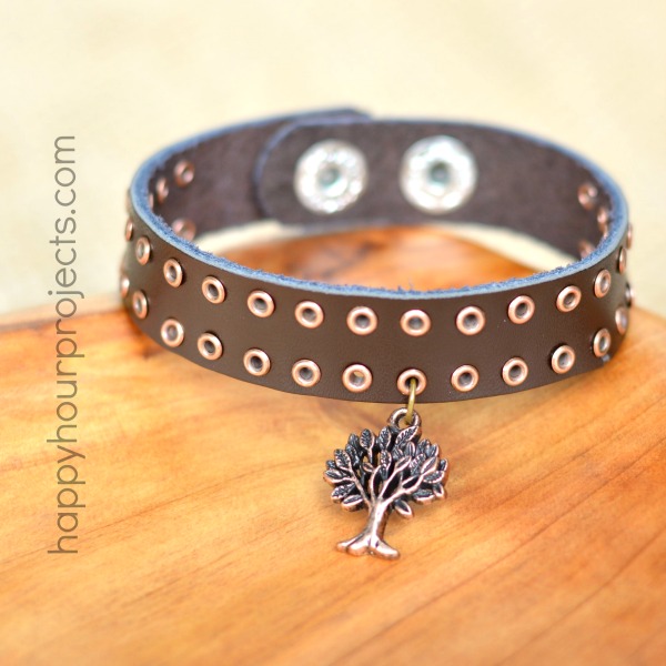 Leather Eyelet Bracelet at www.happyhourprojects.com