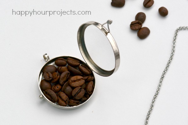 2-Minute Coffee Lover's Glass Locket Necklace at www.happyhourprojects.com