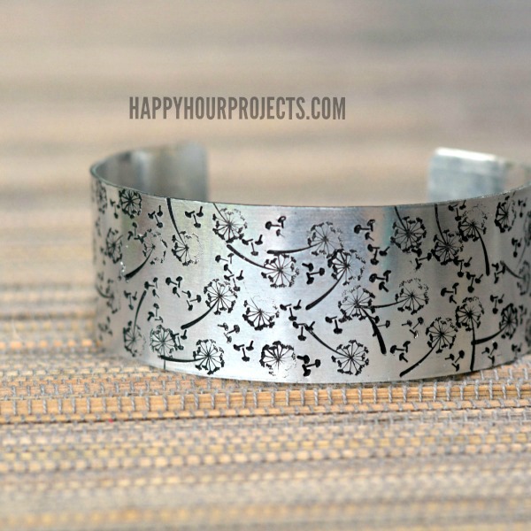 Dandelion Stamped Cuff at www.happyhourprojects.com