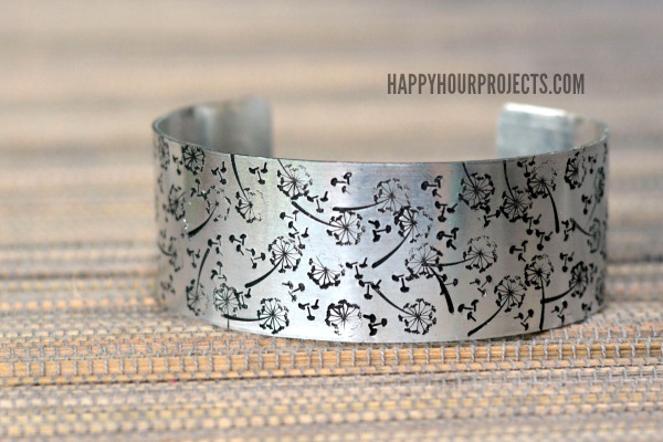 Dandelion Stamped Cuff at www.happyhourprojects.com