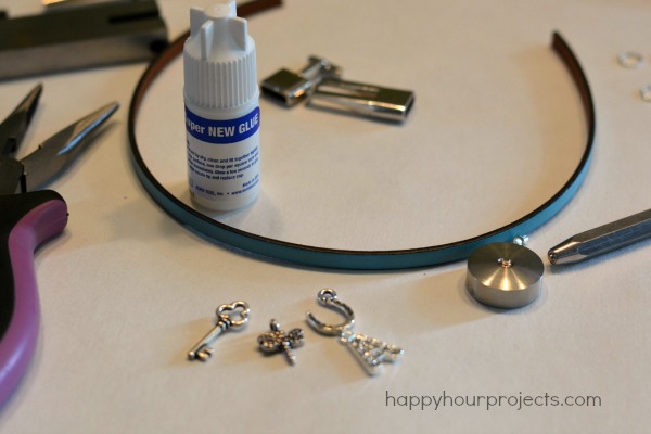 Leather Charm Bracelet at www.happyhourprojects.com