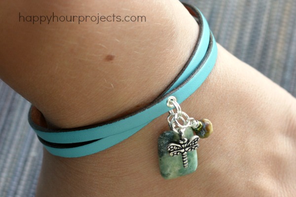 Leather Charm Bracelet at www.happyhourprojects.com