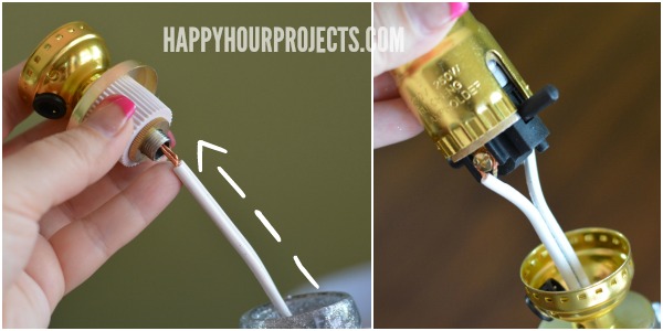 How to Cut Holes In Glass To Make a Recycled Bottle Lamp at www.happyhourprojects.com