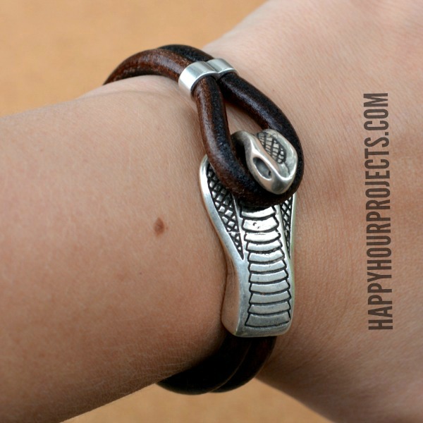 Snake Clasp Leather Bracelet at www.happyhourprojects.com