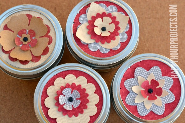 Flower Topped Mason Jar Cheesecakes at www.happyhourprojects.com