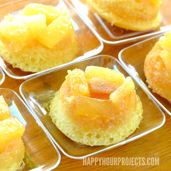 Miniature Pineapple Upside Down Cake at www.happyhourprojects.com