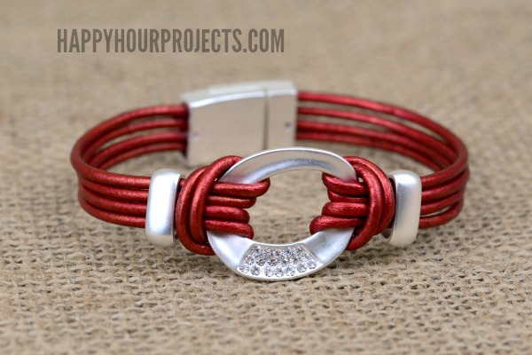Easy Leather Connector Bracelet at www.happyhourprojects.com