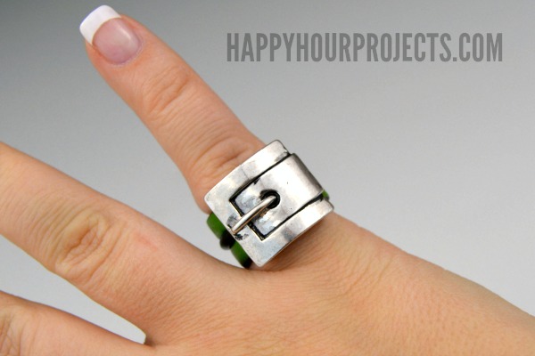2-Minute DIY: Leather Buckle Ring at www.happyhourprojects.com