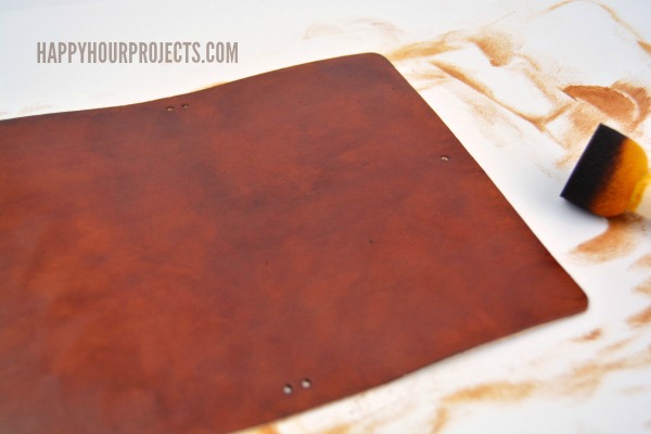 Hand-Stamped DIY Leather Journal at www.happyhourprojects.com