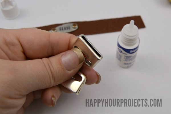 Embossed and Stamped Leather Bracelet at www.happyhourprojects.com