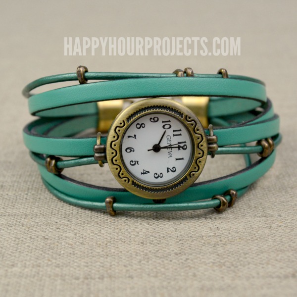 DIY Layered Leather Beaded Watch at www.happyhourprojects.com