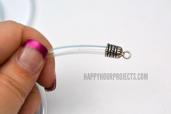 Beaded Glitter Wrap Bracelet Using Plastic Tubing at www.happyhourprojects.com