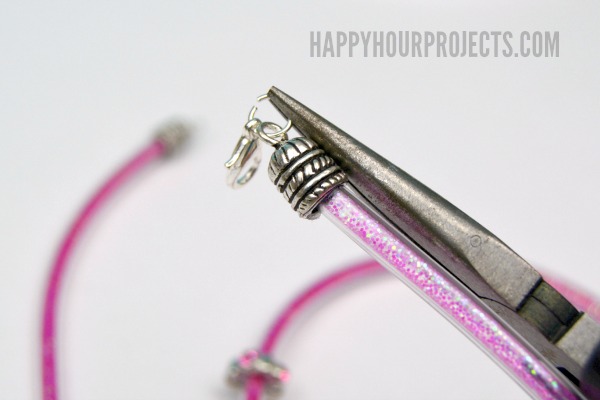 Beaded Glitter Wrap Bracelet Using Plastic Tubing at www.happyhourprojects.com