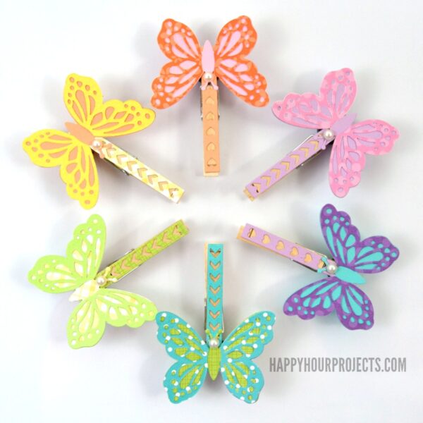 Butterfly Clothespin Magnets at www.happyhourprojects.com