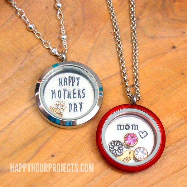 Spring Stamped Charm Lockets at www.happyhourprojects.com