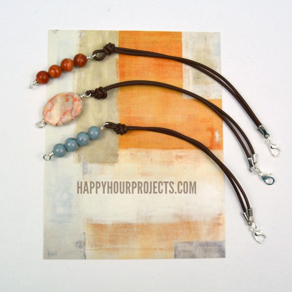 Side Clasp Leather and Stone Bead Bracelets at www.happyhourprojects.com | Make it in 10 Minutes