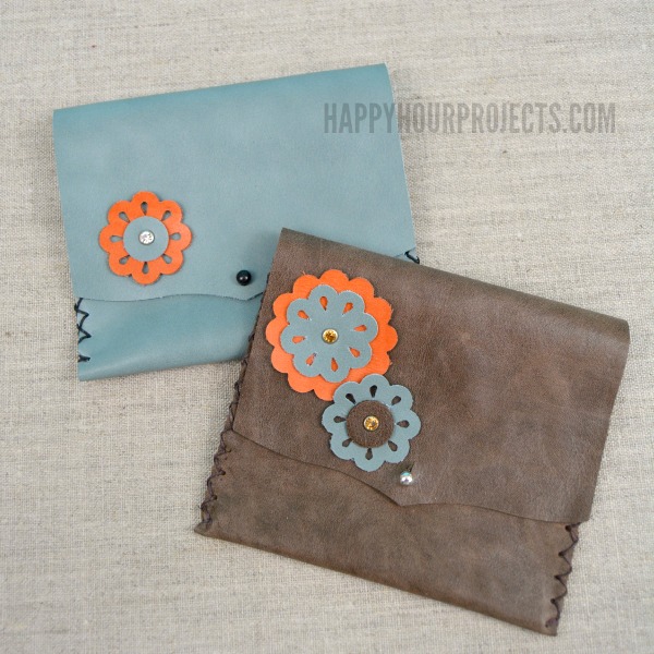 Floral Themed Beginner's Leather Wallet Tutorial at www.happyhourprojcts.com
