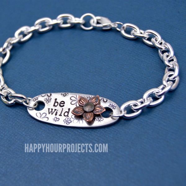 Be Wild Hand Stamped Wildflower Themed Bracelet at www.happyhourprojects.com