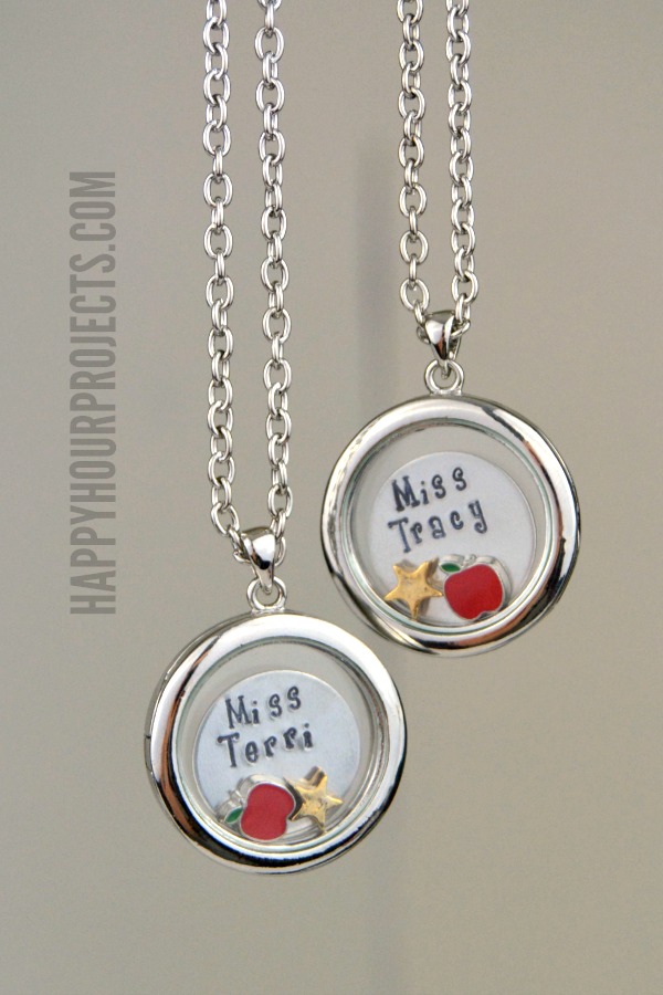 Personalized Teacher Appreciation Lockets | A Great End of the School Year Gift at www.happyhourprojects.com