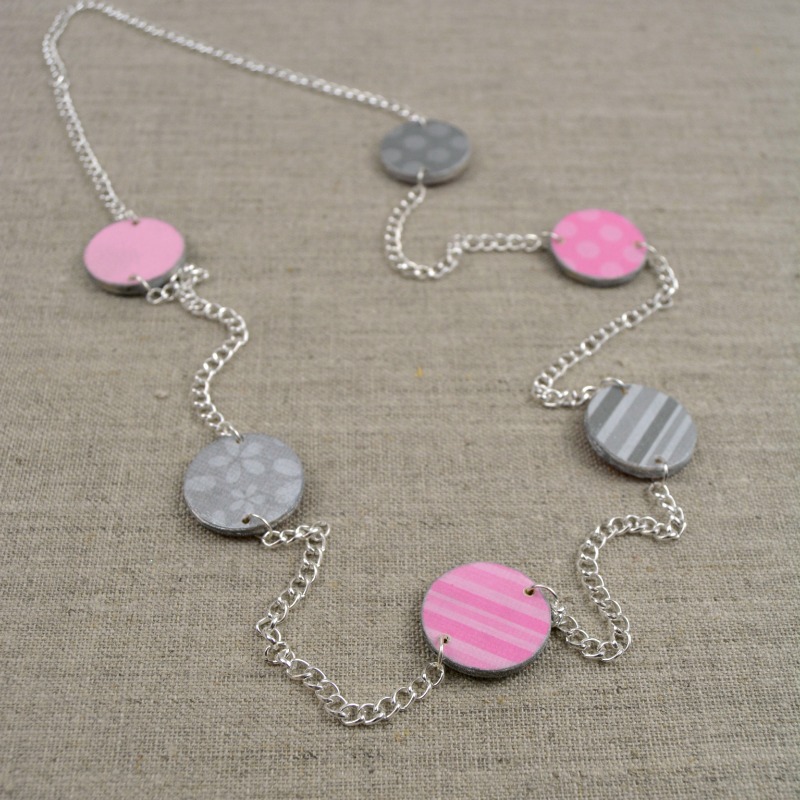 Scrapbook Paper Statement Necklace at www.happyhourprojects.com