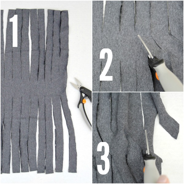 Recycled T-Shirt Project | No-Sew Braided Tassel Scarf at www.happyhourprojects.com